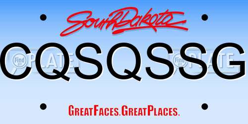 CQSQSSG South Dakota License Plate