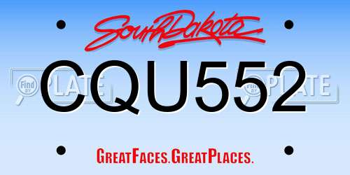 CQU552 South Dakota License Plate