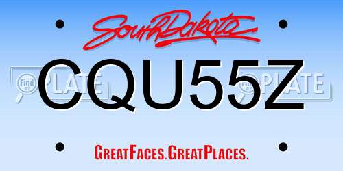 CQU55Z South Dakota License Plate
