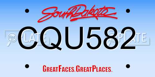 CQU582 South Dakota License Plate