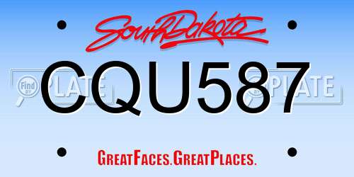 CQU587 South Dakota License Plate