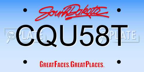 CQU58T South Dakota License Plate