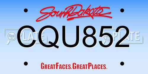 CQU852 South Dakota License Plate