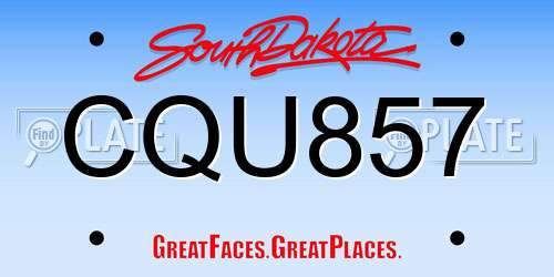 CQU857 South Dakota License Plate