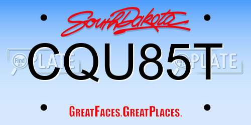CQU85T South Dakota License Plate