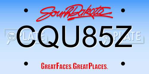 CQU85Z South Dakota License Plate