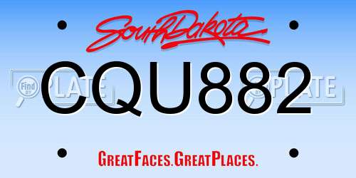 CQU882 South Dakota License Plate