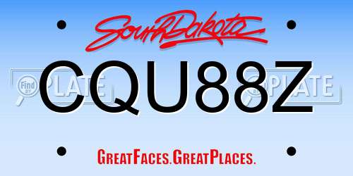CQU88Z South Dakota License Plate