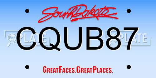 CQUB87 South Dakota License Plate