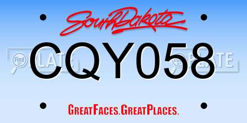 CQY058 South Dakota License Plate