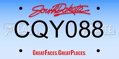 CQY088 South Dakota License Plate