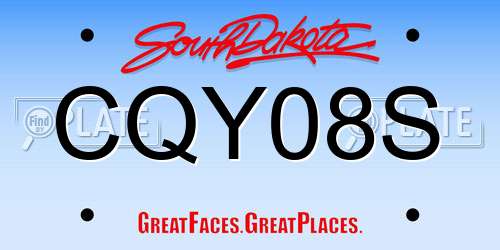 CQY08S South Dakota License Plate