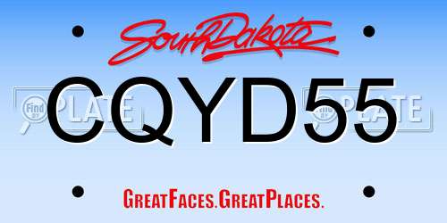 CQYD55 South Dakota License Plate