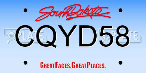 CQYD58 South Dakota License Plate