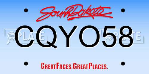 CQYO58 South Dakota License Plate