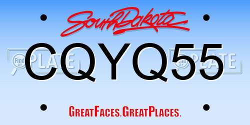 CQYQ55 South Dakota License Plate