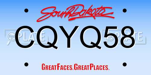 CQYQ58 South Dakota License Plate