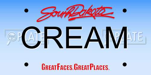 CREAM South Dakota License Plate