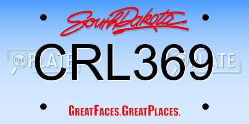 CRL369 South Dakota License Plate
