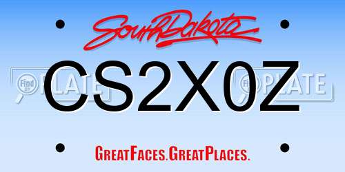 CS2X0Z South Dakota License Plate