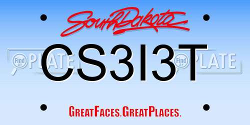 CS3I3T South Dakota License Plate