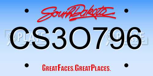 CS3O796 South Dakota License Plate