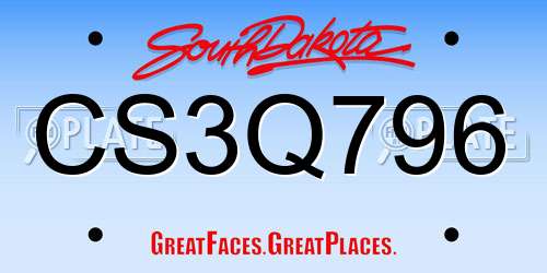 CS3Q796 South Dakota License Plate