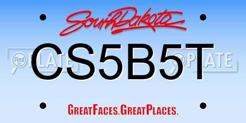 CS5B5T South Dakota License Plate