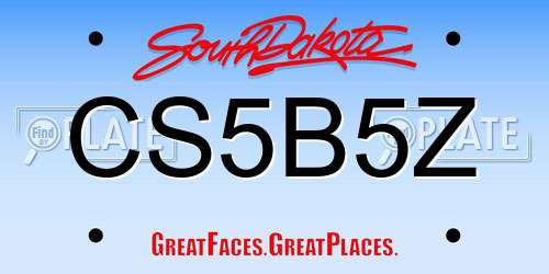 CS5B5Z South Dakota License Plate