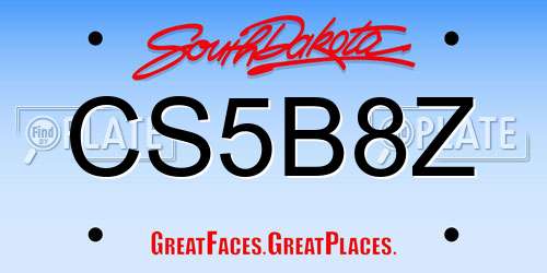 CS5B8Z South Dakota License Plate