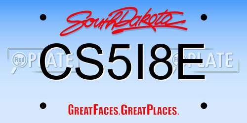 CS5I8E South Dakota License Plate