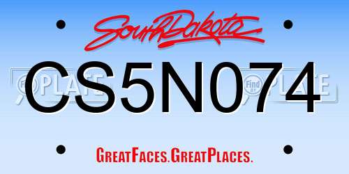 CS5N074 South Dakota License Plate
