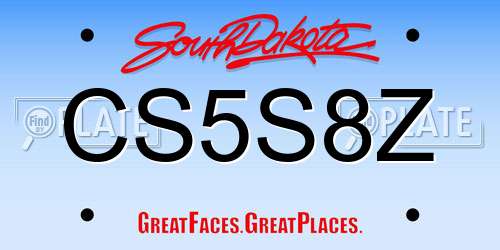 CS5S8Z South Dakota License Plate