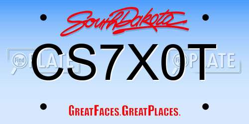 CS7X0T South Dakota License Plate