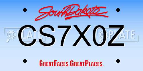 CS7X0Z South Dakota License Plate