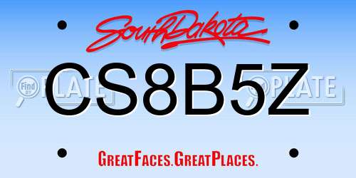CS8B5Z South Dakota License Plate