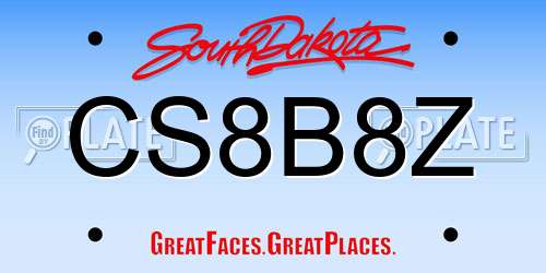 CS8B8Z South Dakota License Plate