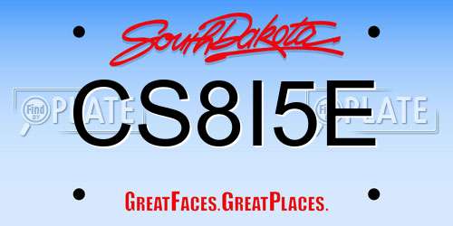 CS8I5E South Dakota License Plate