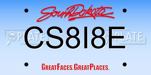 CS8I8E South Dakota License Plate