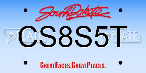 CS8S5T South Dakota License Plate
