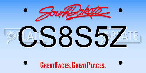 CS8S5Z South Dakota License Plate