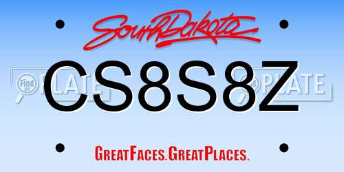 CS8S8Z South Dakota License Plate