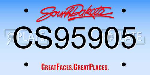 CS95905 South Dakota License Plate