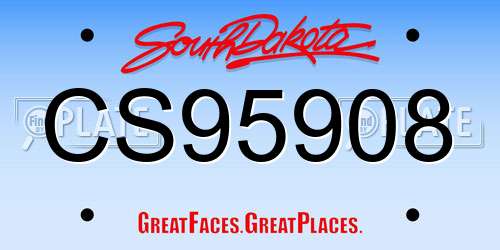 CS95908 South Dakota License Plate