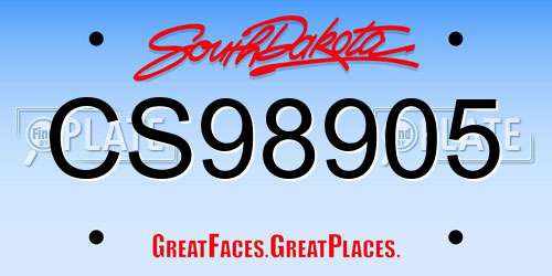 CS98905 South Dakota License Plate