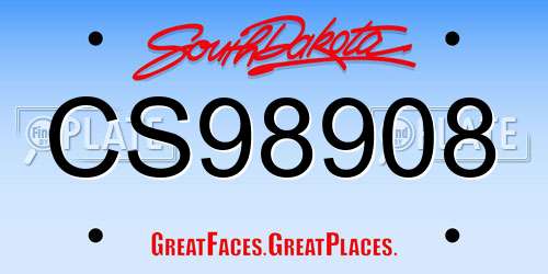CS98908 South Dakota License Plate