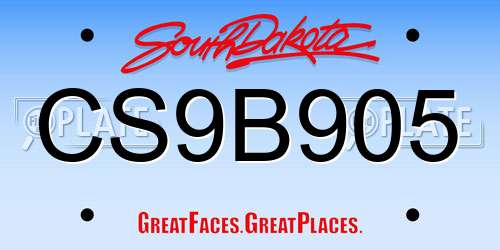 CS9B905 South Dakota License Plate