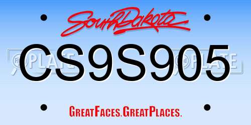 CS9S905 South Dakota License Plate