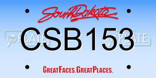 CSB153 South Dakota License Plate