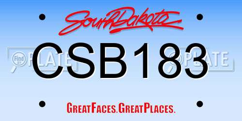 CSB183 South Dakota License Plate